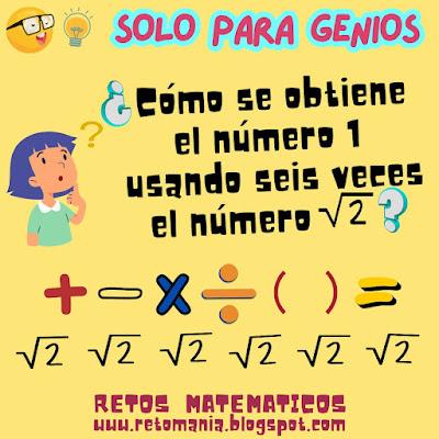 Desafíos matemáticos, Retos matemáticos, Problemas matemáticos, Problemas de lógica, Problemas de Ingenio matemático, Gimnasia matemática, Gimnasia cerebral, Retos mentales, Retos visuales, Retos virales, Piensa rápido, Solo para Genios