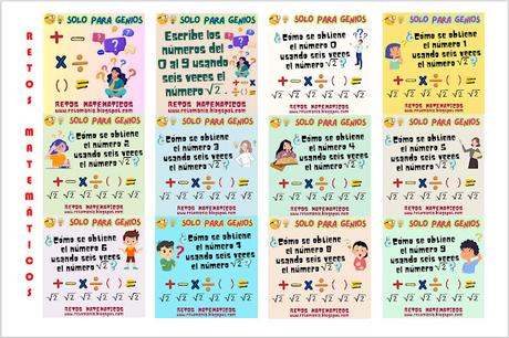 Desafíos matemáticos, Retos matemáticos, Problemas matemáticos, Problemas de lógica, Problemas de Ingenio matemático, Gimnasia matemática, Gimnasia cerebral, Retos mentales, Retos visuales, Retos virales, Piensa rápido, Solo para Genios