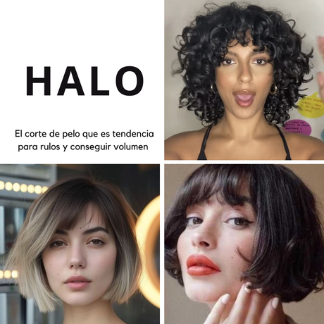 Halo corte de pelo corto rulos pelo lacio ideas inspiración volumen francés Bob tendencia 2024 peluquería