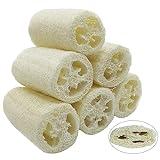 6 esponjas de luffa naturales, 10 cm, pepino, para eliminar la piel muerta, para el cuidado del cuerpo, baño y ducha, para la cocina, esponja de luffa natural exfoliante (comprimida)