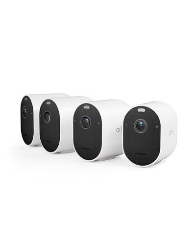 Arlo Pro 5 Camara de Vigilancia WiFi Exterior 2K, Camara Vigilancia WiFi Interior, Sensor de Movimiento, Alarmas Para Casa, Visión Nocturna Color, Prueba Arlo Secure Incluida, 4 Cámaras, Blancas