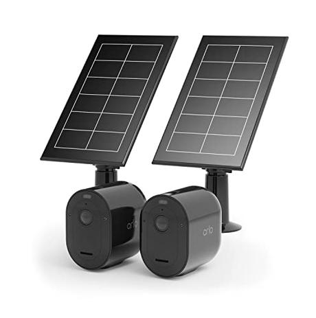 Arlo Pro 5 Camara Vigilancia WiFi Exterior + 2 Paneles Solares, Inalámbrica, 2K HDR, 160° Visión Nocturna Color, Sirena, Detección Movimiento, Prueba Secure Incluida, 2 Cámaras, Negro