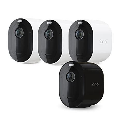 Arlo Pro 5 Camara Vigilancia WiFi Exterior, Inalámbrica, 2K HDR, 160° Visión Nocturna Color, Sirena, Detección Movimiento, Audio Bidireccional, Prueba Arlo Secure Incluida , 4 Cámaras Blanco Y Negro
