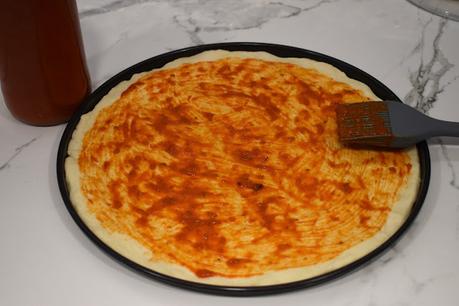 Pizza de pollo y calabacín