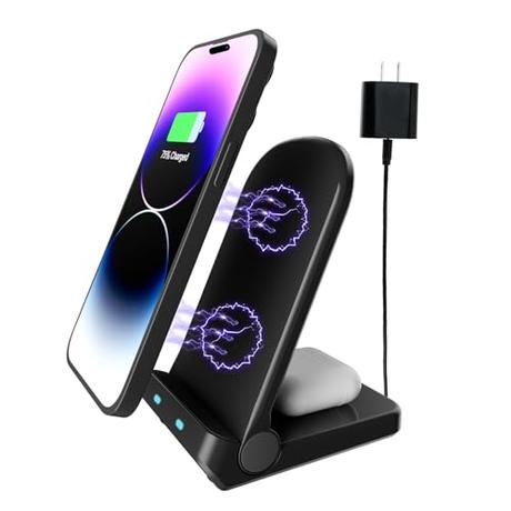 SZO Cargador Inalámbrico 15 W Cargador Rápido por Inducción para iPhone 15 14 13 12 11 Samsung Galaxy S23 S22 S21 S20
