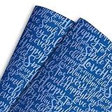 UNICEF - Papel de Regalo, Plegado, 2 Pliegos 70 x 100 cm, Palabras Azul