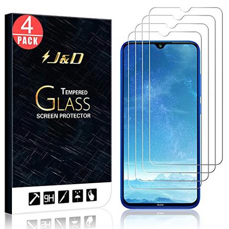 J&D Compatible para Xiaomi Redmi Note 8 Protector de Pantalla, 4 Paquetes [Vidrio Templado] [NO Cobertura Completa] Cristal Templado Protector de Pantalla para Redmi Note 8