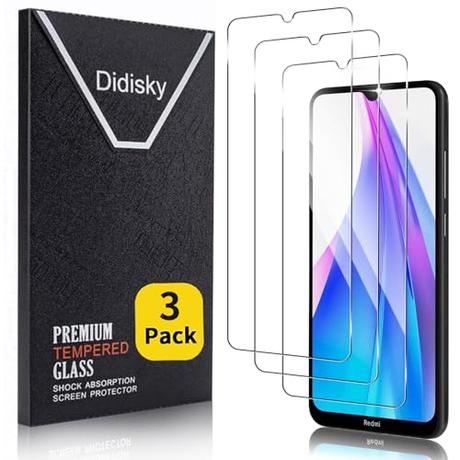 Didisky 3-Unidades Cristal Templado Protector de Pantalla para Xiaomi Redmi Note 8T 6.3''(no para Redmi note 8,note 8 2021,note 8 pro), Antihuellas, Sin Burbujas, Fácil de Limpiar, 9H Dureza