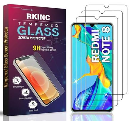 RKINC Protector pantalla [3 Piezas] para Xiaomi Redmi Note 8, Note 8 2021, Mi 9 Lite, Cristal templado película de vidrio, 9H 0.33 mm [Garantía de por vida][Anti-rasguño][Anti-rotura][Sin burbujas]