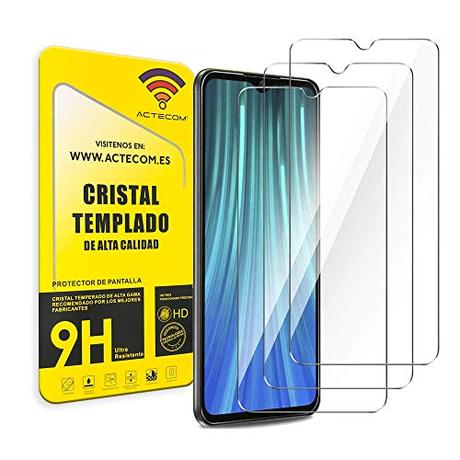 ACTECOM Pack de 3 Protector de Pantalla Compatible con Xiaomi Redmi Note 8 Cristal Templado CASE FRIENDLY 9H 2.5D (3 uds.)