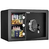 WASJOYE Caja Fuerte, Caja de Seguridad para Dinero con Teclado Digital Electrónico, Caja Fuert Convencionales para Gabinete con Llaves para el Hogar, Oficina, Negocios, Joyas, Pistola, Efectivo,16.9L