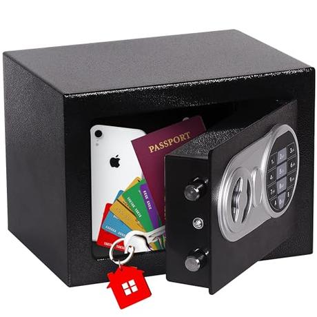 Silvergear® Caja Fuerte Pequeña con Cerradura Electrónica | con Código de 3 a 8 Dígitos | Caja Fuerte de Acero con 2 Llaves de Emergencia para Guardar Dinero y Joyas
