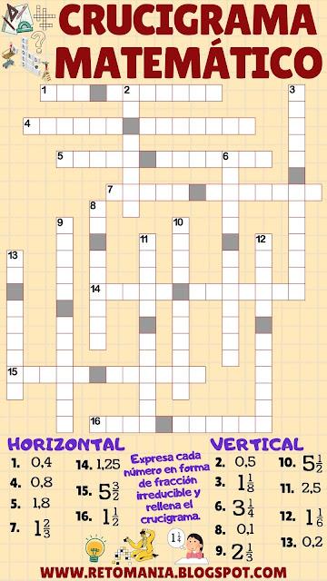 Desafíos matemáticos, Retos matemáticos, Problemas matemáticos, Problemas de Ingenio matemático, Retos visuales, Retos mentales, Retos virales, Juego de Letras, Crucinúmero, Crucigrama, Crucigrama matemático, Pasatiempos, Gimnasia matemática, Gimnasia para el cerebro, Juegos Educativos, Matematigramas