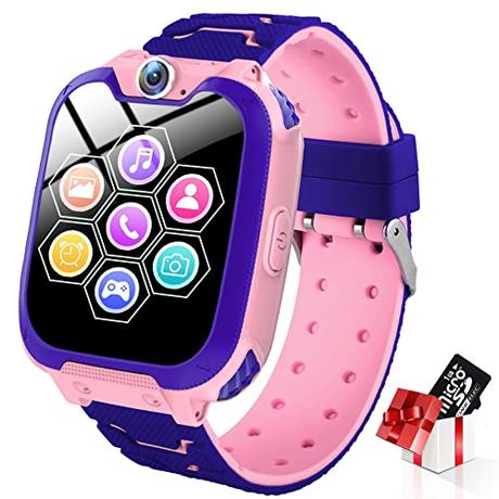 Smartwatch Niños Musica MP3 - Reloj Inteligente Niño 7 Juegos - Reloj del Teléfono, Reloj Inteligente Niña, Reloj de Cámara Alarma, Realiza Llamadas, Regalos Inteligentes para Niños, Smart Watch Niña