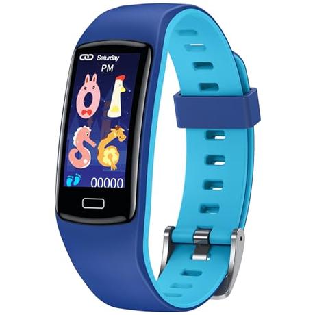 Reloj Inteligente Niño Smartwatch Fitness: Pulsera Actividad niña Smart Watch Chico Impermeable IP67 Pantalla Tactil Deportivo Tracker con Monitor de Sueño Calorias Podometro para Android iOS(Azul)