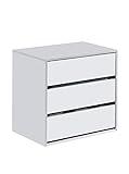 Habitdesign Cajonera, Cómoda con Tres cajones, Acabado en Blanco Mate, Dimensiones: 60 cm (Ancho) x 57 cm (Alto) x 44 cm (Fondo)