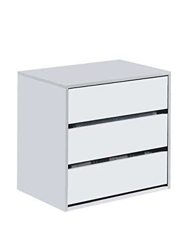 Habitdesign Cajonera, Cómoda con Tres cajones, Acabado en Blanco Mate, Dimensiones: 60 cm (Ancho) x 57 cm (Alto) x 44 cm (Fondo)