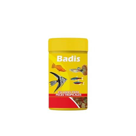 BADIS Comida para Peces Tropicales en Escamas - Formato de 100 ml/ 20 g - Alimento Completo para Peces - Favorece el Crecimiento y la Fertilidad - Mejora la Pigmentación - Acuario Más Limpio