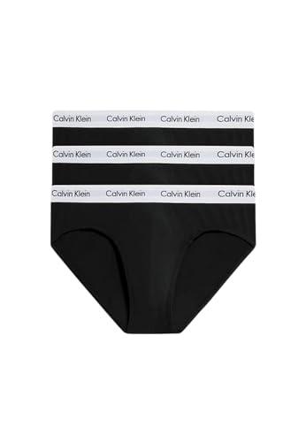 Calvin Klein Hombre Pack de 3 Calzoncillos Hip Briefs Algodón con Stretch, Negro (Black), M