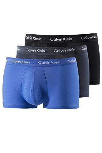 Calvin Klein Low Rise Trunk 3Pk 0000U2664G Boxer de Tiro bajo, Multicolor (Black/Blueshadow/Cobaltwater DTM WB), M (Pack de 3) para Hombre