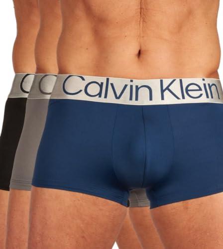 Calvin Klein Low Rise Trunk 3Pk 000NB3074A, Boxer de Tiro Bajo para Hombre, Blue Shadow/Grey Sky/Black, L