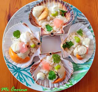 SUSHI SUELTO CON PEREGRINAS (VIEIRAS)