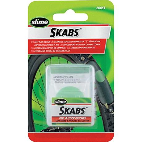 Slime 20053 Kit de Parches Skab para Bicicletas, Reparación de Pinchazos de Neumáticos con Cámara, Contiene 6 Parches y 1 Raspador Metálico