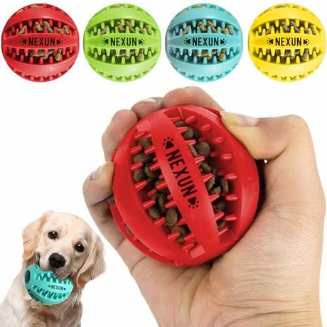 NEXUN 4 Pelotas para Perros 6cm - Juguetes para Perros Interactivos - Ideal para Perros Pequeños y Medianos - Pelota Limpia Dientes Perro - Pelota Perro Comida - 4 Colores (4 Pelotas)