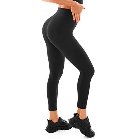 Walifrey Mallas de gimnasio de cintura alta para mujer, para entrenamiento y deportes, negro, L-XL