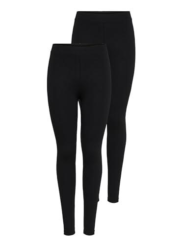 ONLY Onllive Love New Leggings 2-PK Noos, Negro (Black Pack: Black and Black), L Mujer