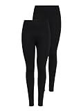 ONLY Onllive Love New Leggings 2-PK Noos, Negro (Black Pack: Black and Black), L Mujer