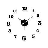 Reloj de Pared Grande sin Marco - Reloj Decorativo con Piezas Autoadhesivas Color Negro - Goma EVA - 12 Numeros - Movimiento Silencioso - Hogar u Oficina - Diámetro Recomendable 60 cm - Aktual