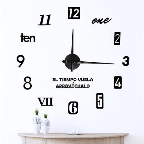 ELTI SHOP Reloj de Cocina y Salon De Pared 3D DIY : Estilo Moderno y Precisión para tu Hogar, No Puede Faltar En El Comedor y En Ninguna Oficina, 110 cm, Super silencioso y preciso. NO Incluye Pila
