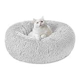 Nepfaivy Cama Relajante y Lavable para Gatos y Perros Pequeños - Cojines Antiestrés, Gris Claro, M-50cm/19.7in