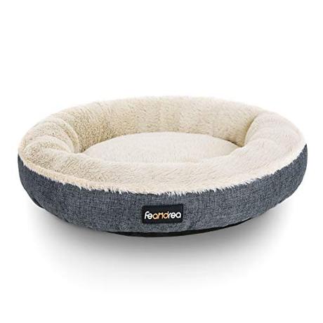 FEANDREA Sofá de Perro, Cama de Gato, Diámetro de 55 cm, Gris Oscuro PGW055G01