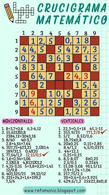 CRUCIGRAMA MATEMÁTICO 4