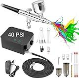Gocheer 40PSI Mini de Aerógrafo, Doble Acción Multi-Función Kit De Aerógrafo con Compresor para Pintura Aerografo Portatil para Decoración Tartas Maquillaje Arte Artesanía Diseño Uñas Modelo Tatuaje