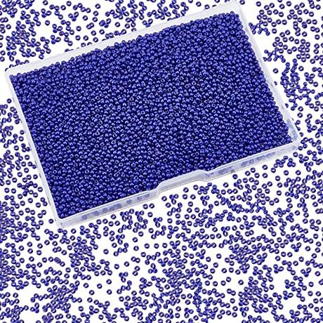 Pandahall Elite – Bote de 100 g de perlas 11/0 perlas de cristal, barniz al horno, colores opacos, redondo, negro, 2 x 1,5 mm, agujero: -0,3 mm., cristal, Bleu de Nuit, 2mm