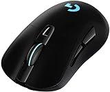 Logitech Ratón inalámbrico para juegos G703 LIGHTSPEED, sensor HERO 25K, 25.600 DPI, RGB, pesos ajustable, 6 botones programables, batería de larga duración, negro