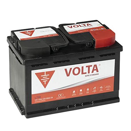 Bateria de Coche 75Ah 680A - Volta L750D - Borne +Dcha - Medidas Largo 278 x Ancho 175 x Alto 190 mm con 2 años de Garantía - Fabricación Europea.