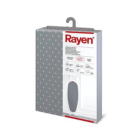 Rayen | Funda Tabla de Planchar Universal | Funda de Planchar Ajuste EasyClip | 3 capas: Espuma, Muletón, tejido 100% Algodón | Gama Medium | Medida: 130 x 47 cm | Estampado