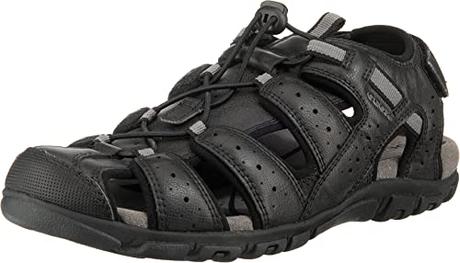 Geox Strada U, Sandalias Punta Cerrada Hombre, Negro C9999, 41 EU