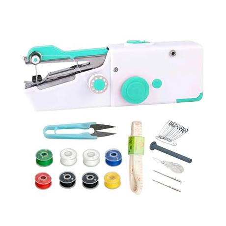 Máquina de Coser Portátil 505A. Mini Máquina de Coser de Mano con Puntada Rápida Adecuada para Ropa, Telas, Cortinas, Bricolaje. Funcionamiento con Cable o Pilas AA (no incluidas).