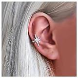 Cimenexe Bohemio Cristal Northstar Cuff Pendientes Plata Cz Estrella Cartílago Pendiente Cz North Star Ear Cuff Pendientes Tiny Rhinestone Estrella Cartílago Cuff Pendiente Non Pierced Clip On