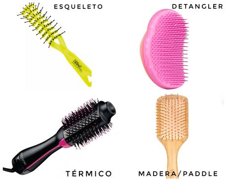 diferentes tipos de cepillo para el pelo Cepillos pelo detangler madera