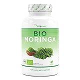 Moringa Orgánica - 300 cápsulas con 600 mg - 100% BIO Moringa Oleifera - Superalimento especialmente rico en proteínas, aminoácidos, vitaminas, minerales y omega 3 - Vegano