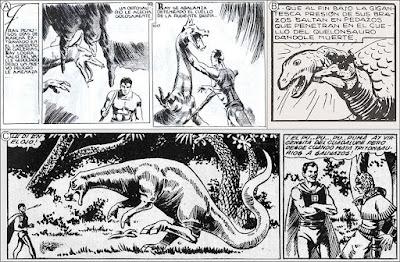 Dinosaurios y otras criaturas extintas en los tebeos de aventuras de la época dorada del cómic español