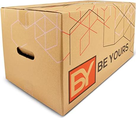 Be Yours Pack 10 Cajas de Cartón para Mudanza Grandes con Asas 50x30x30 cm - Cajas Almacenaje Muy Resistentes - 100% Recicladas - Fabricadas en España