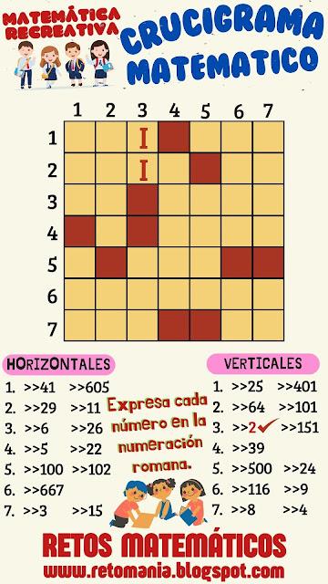 Desafíos matemáticos, Retos matemáticos, Problemas matemáticos, Problemas de Ingenio matemático, Retos visuales, Retos mentales, Retos virales, Juego de Letras, Crucinúmero, Crucigrama, Crucigrama matemático, Pasatiempos, Gimnasia matemática, Gimnasia para el cerebro, Juegos Educativos, Matematigramas
