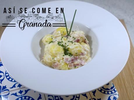 Ñoquis Carbonara sin huevo